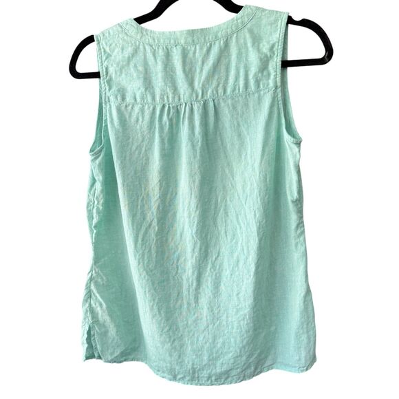 EUC Talbots Linen Split Neck Shell - Cross Dyed Size XS Mint Green‎ - Picture 2 of 3